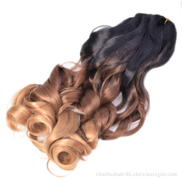Wholesale Loose Body Wave 75g 150g Ombre 24inch Spiral Curl Crochet Braid Hair Synthetic Prestretched Braiding Hair Extensions